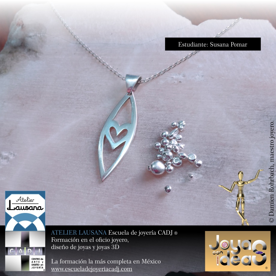 Dije realizado a mano en plata, Escuela de joyería CADJ ®