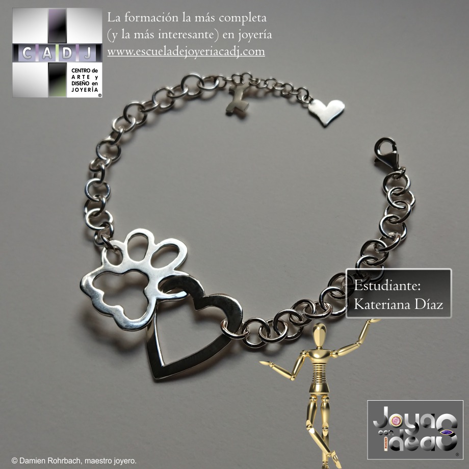 Pulsera de plata hechos a mano desde plata en granalla, Escuela de joyería CADJ ®